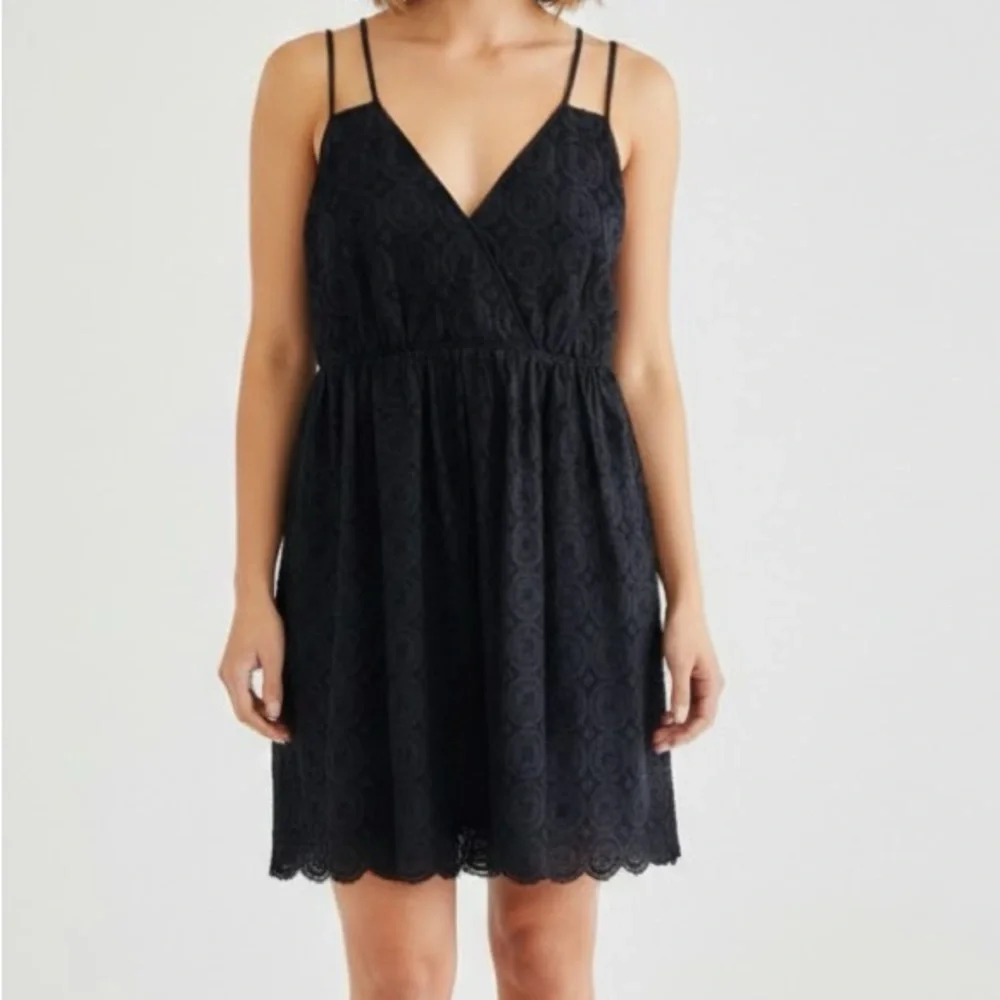 J. Crew Black Geometric Eyelet Mini Dress 6